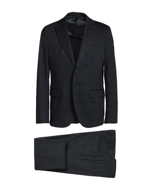 Paoloni Blue Charcoal Suit Polyester, Viscose, Elastane for men