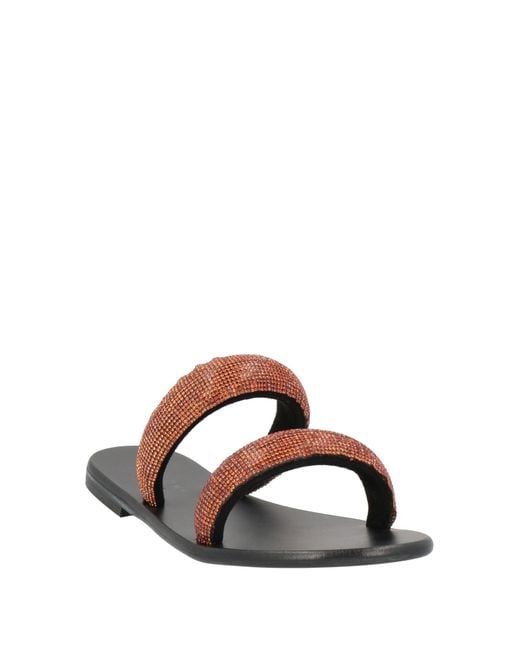Bandoni Brown Bronze Sandals Textile Fibers