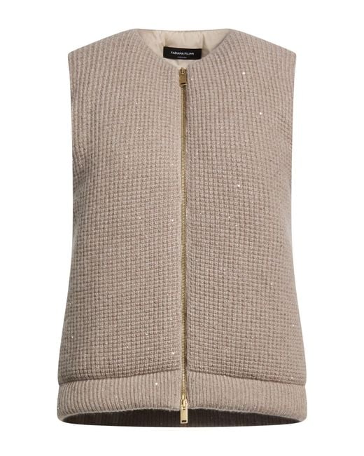 Fabiana Filippi Brown Vest Virgin Wool, Silk, Cashmere, Alpaca Wool, Polyester