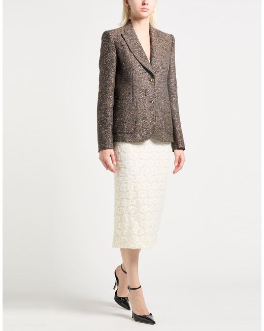 Giambattista Valli Brown Blazer Wool, Polyester, Polyamide