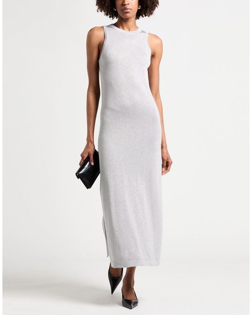 Peserico White Light Maxi Dress Cotton, Viscose, Metallic Fiber, Polyester