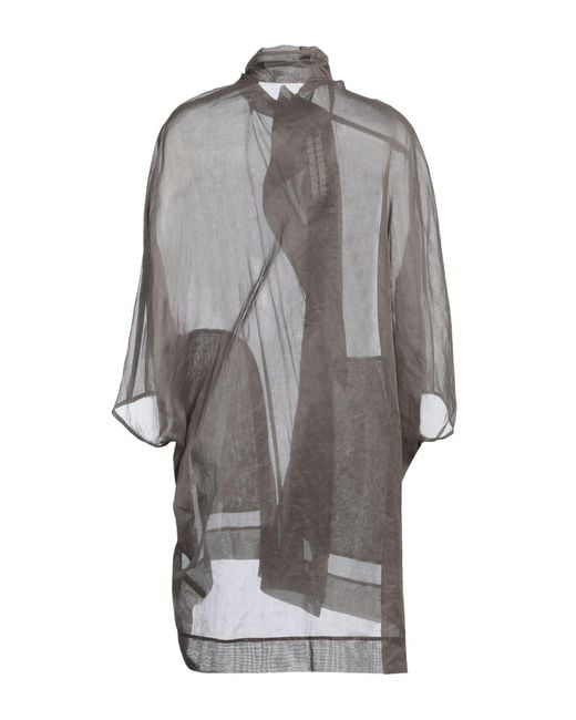 Rick Owens Gray Overcoat & Trench Coat Cotton