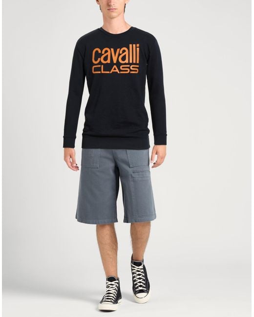 Roberto Cavalli Black Sweatshirt Cotton, Polyester for men