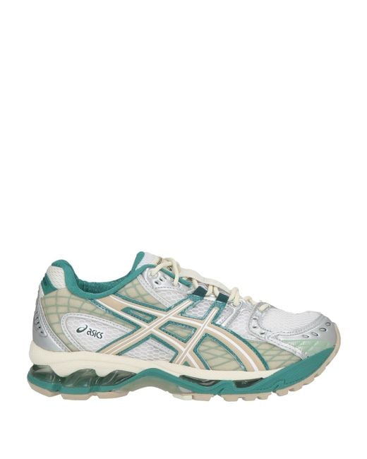 Asics Green Sneakers Textile Fibers, Synthetic Fibers