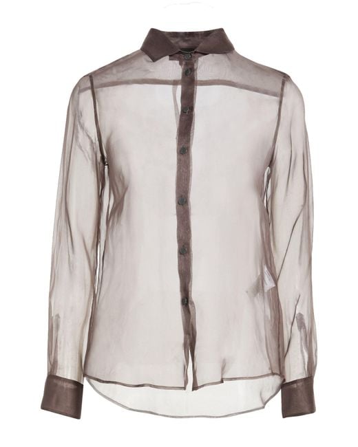 Giorgio Armani Gray Chocolate Shirt Silk