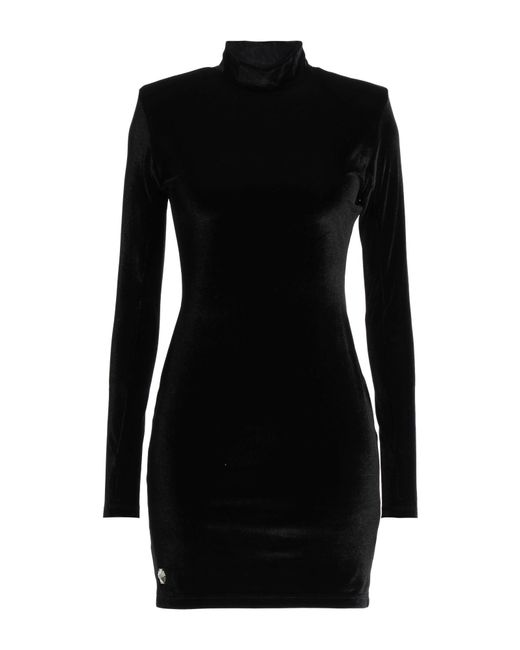 Philipp Plein Black Mini Dress Polyester, Elastane