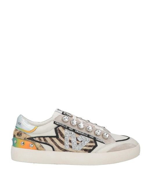 Emanuélle Vee White Sneakers Leather, Textile Fibers