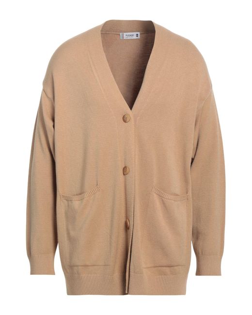 Please Natural Camel Cardigan Viscose, Polyester, Polyamide