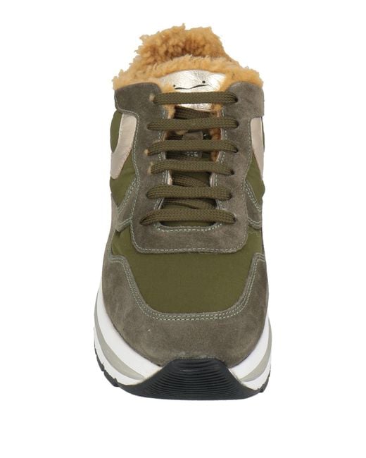 Voile Blanche Green Military Sneakers Leather, Textile Fibers