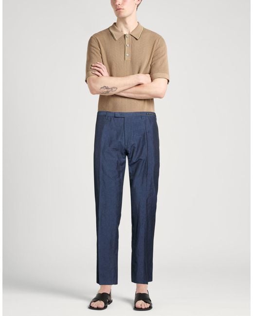 PT Torino Blue Slate Pants Linen, Cotton for men