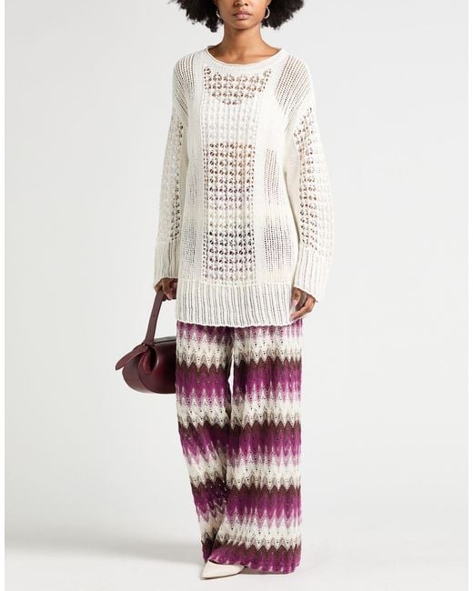 Malo White Sweater Hemp