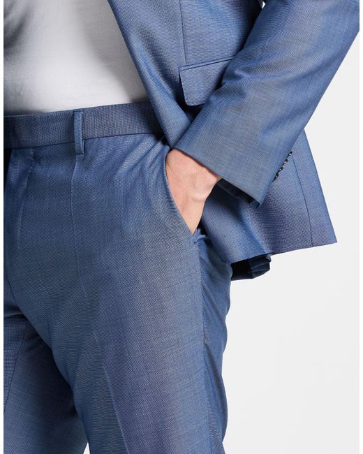 Boss Blue Suit Virgin Wool, Silk, Elastane for men