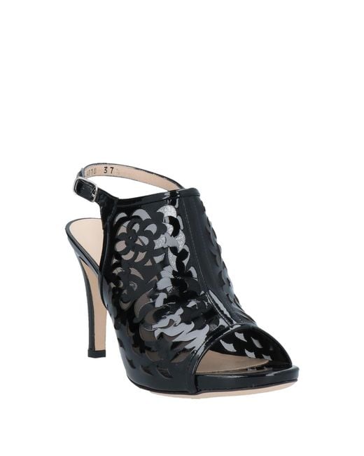 Melluso Black Sandals Soft Leather, Textile Fibers