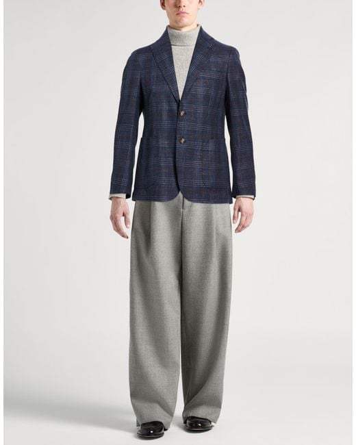 Barba Napoli Blue Midnight Blazer Virgin Wool, Silk, Linen for men