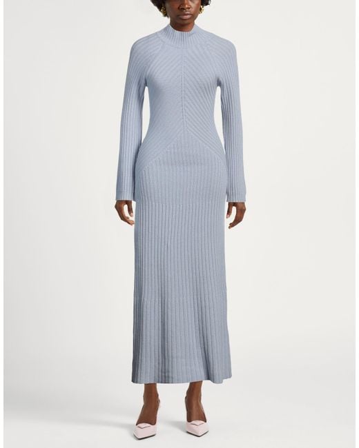 Eleventy Blue Light Maxi Dress Wool, Viscose, Cashmere