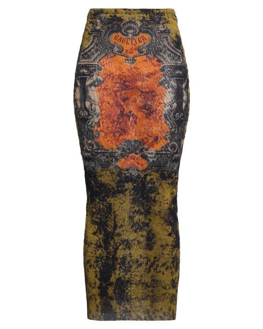 Jean Paul Gaultier Orange Maxi Skirt Polyamide