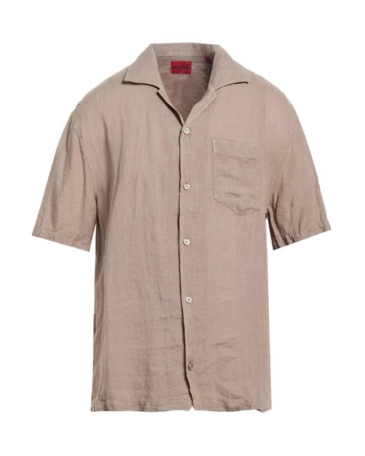 HUGO Gray Shirt Linen for men