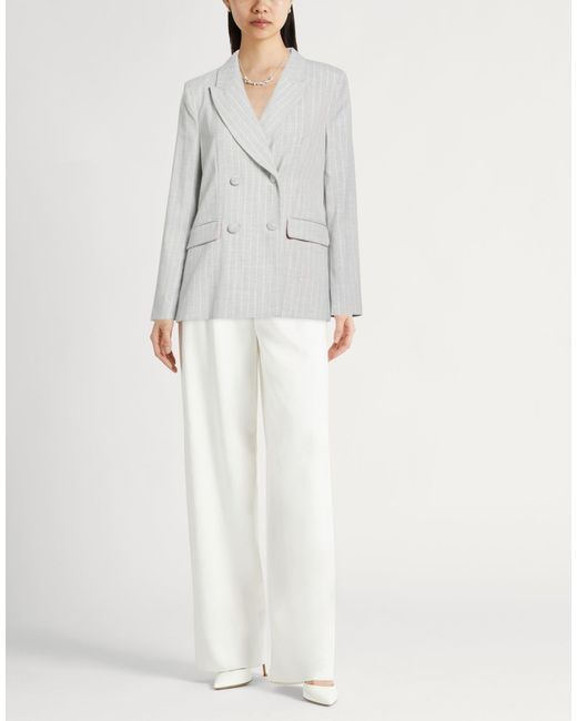 Liu Jo White Light Blazer Polyester, Viscose, Elastane, Metallic Polyester