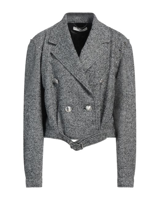 Alessandra Rich Gray Coat Wool, Polyamide, Acrylic