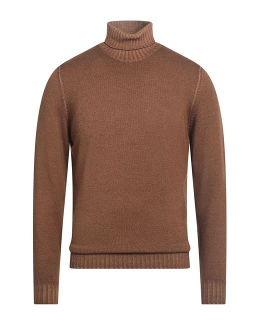 Moorer Brown Camel Turtleneck Virgin Wool for men