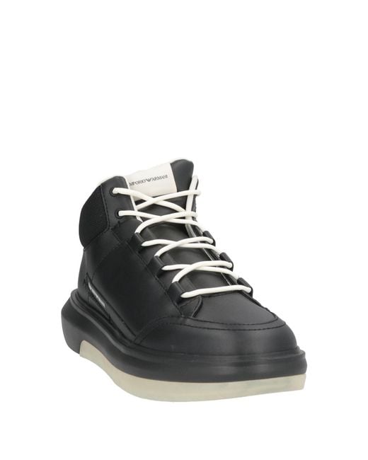 Emporio Armani Black Sneakers Cow Leather, Polyethylene for men