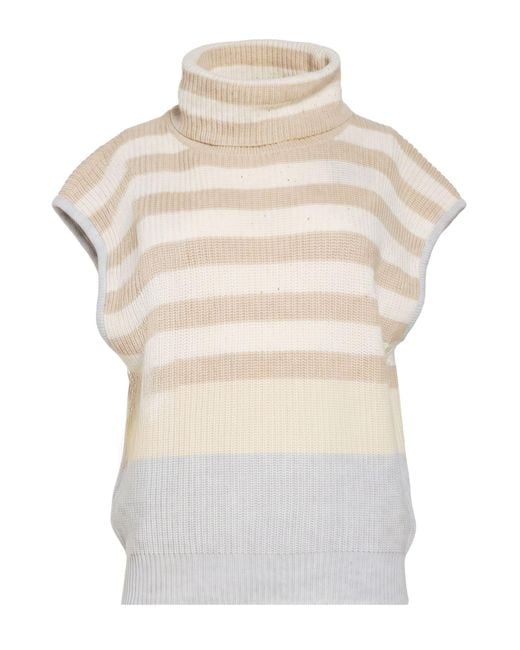 Gran Sasso White Turtleneck Cashmere, Wool, Metal, Polyamide