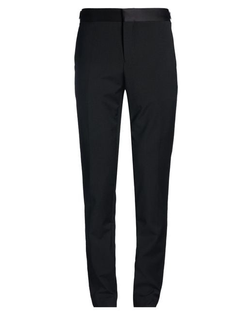 Paoloni Black Pants Polyester, Wool, Elastane for men