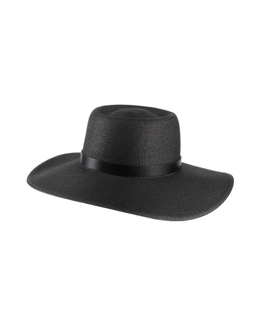 Max Mara Black Hat Paper Yarn, Polyester, Cow Leather, Cotton
