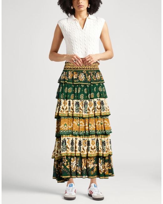 Farm Rio Green Maxi Skirt Viscose