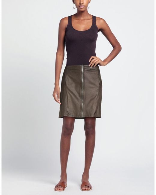 White Wise Brown Mini Skirt Polyester, Elastane