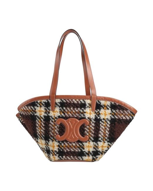 Céline Brown Handbag Textile Fibers, Leather