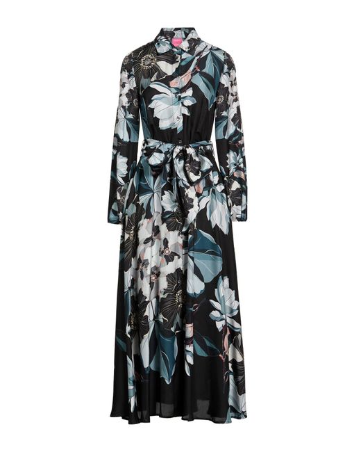 Franco Ferrari Black Midi Dress Silk