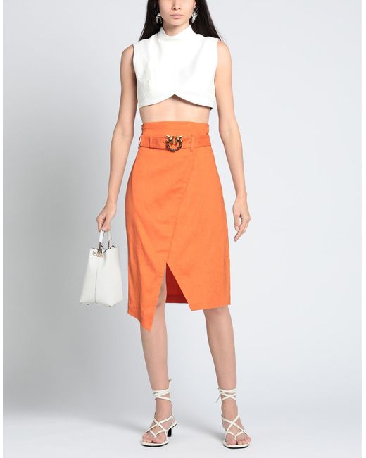 Pinko Orange Midi Skirt