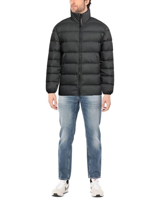 C P Company Black Dark Grey Nylon Down Jacket for men