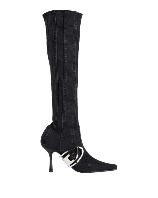 DIESEL Black Boot Textile Fibers