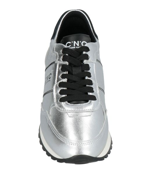 CoSTUME NATIONAL White Sneakers Leather, Textile Fibers