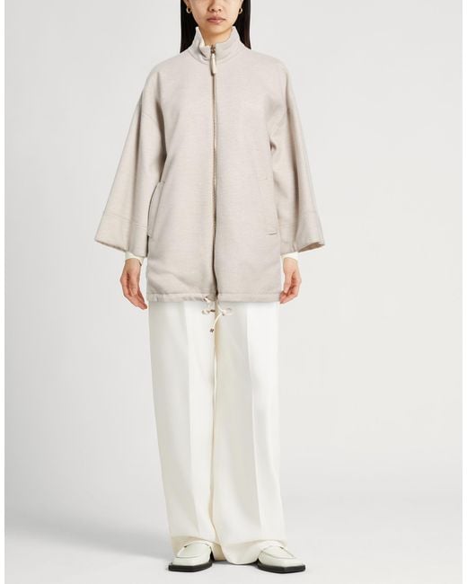 Agnona Natural Jacket Polyester, Cashmere, Wool, Ovine Leather