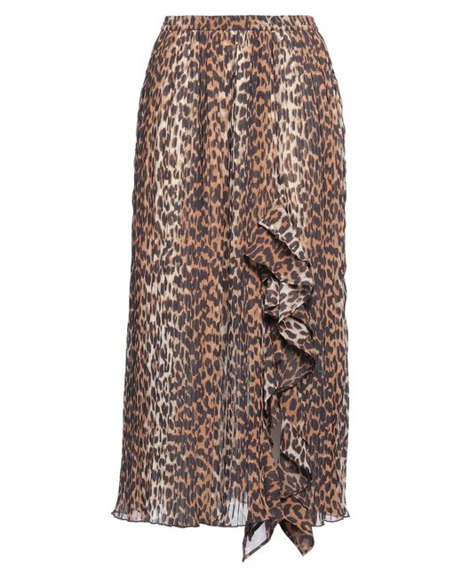 Ganni Brown Midi Skirt Recycled Polyester