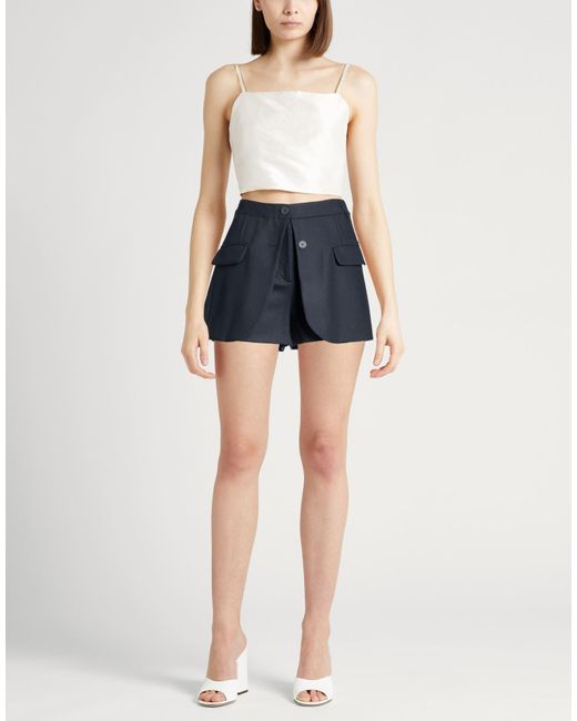 Semicouture Blue Midnight Shorts & Bermuda Shorts Virgin Wool, Elastane