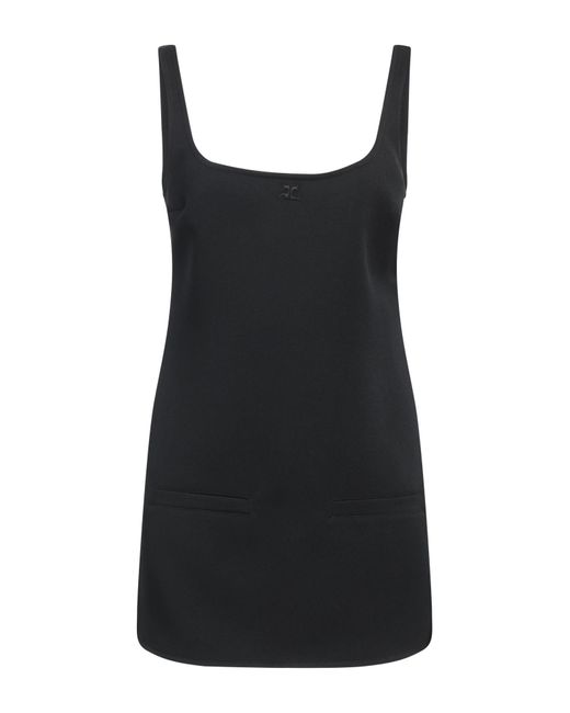 Courreges Black Mini Dress Polyester, Acetate