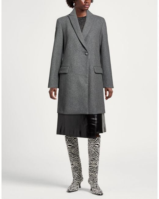 Zadig & Voltaire Gray Coat Wool, Polyamide, Polyester, Acetate