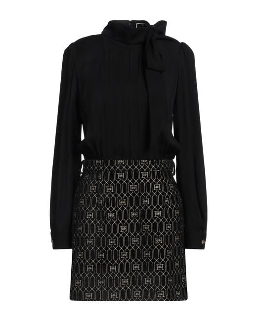 Elisabetta Franchi Black Mini Dress Viscose, Acetate, Polyester, Polyamide