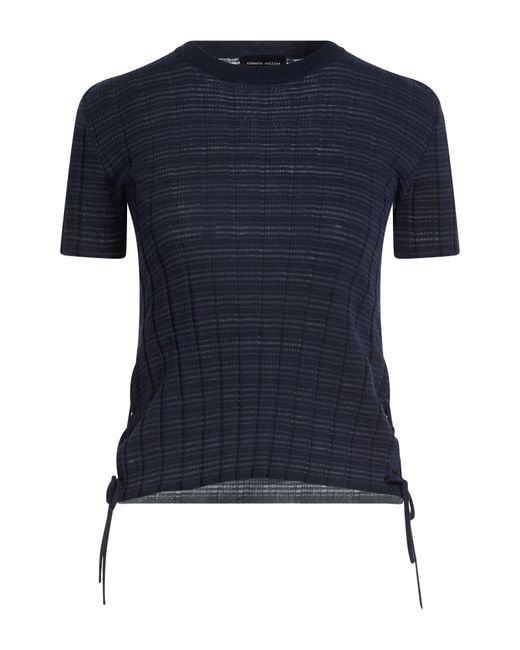 Roberto Collina Blue Midnight Sweater Cotton, Polyamide