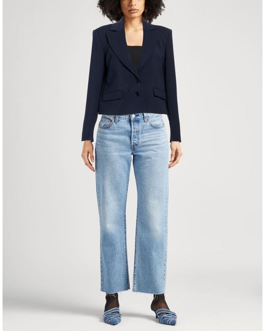 Patrizia Pepe Blue Midnight Blazer Polyester, Elastane