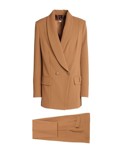 Elisabetta Franchi Brown Camel Suit Polyester, Elastane