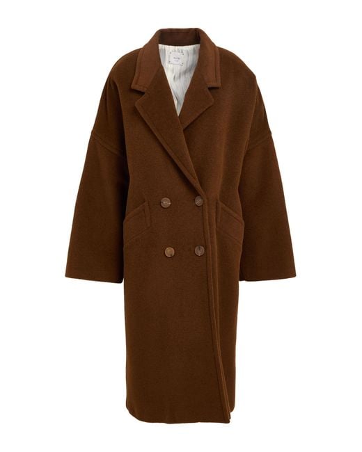 Alysi Brown Coat Alpaca Wool, Virgin Wool, Polyamide