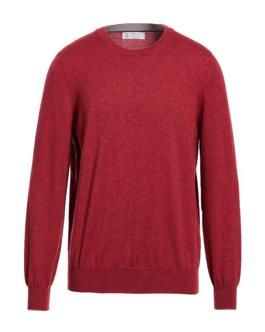 Brunello Cucinelli Red Sweater Cashmere for men