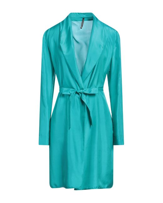 Pierantonio Gaspari Blue Overcoat & Trench Coat Silk