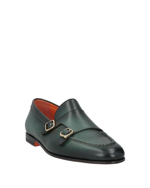 Santoni Green Goodyear Loafers Soft Leather for men