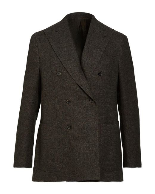 Caruso Black Dark Blazer Wool, Linen, Cashmere for men